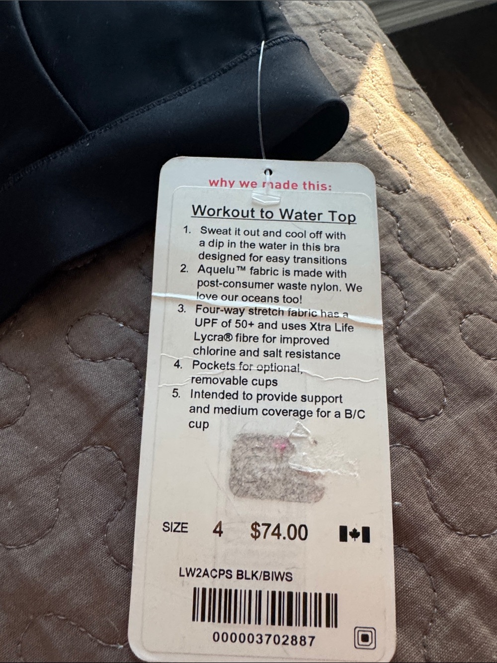 lululemon athletica Black Sports Bra with Monochrome Printed Trim - Picture 2 of 7